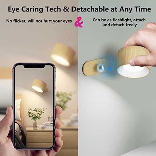 Aksda Battery Operated Wall Light, Led Wall Sconce With 3 Color Modes 3 Brightness Levels 360°Rotate Magnetic Ball Touch Control, Wall Mounted Lamp Cordless Wall Lamp For Bedroom Reading Bedside-1Pack #TOP3