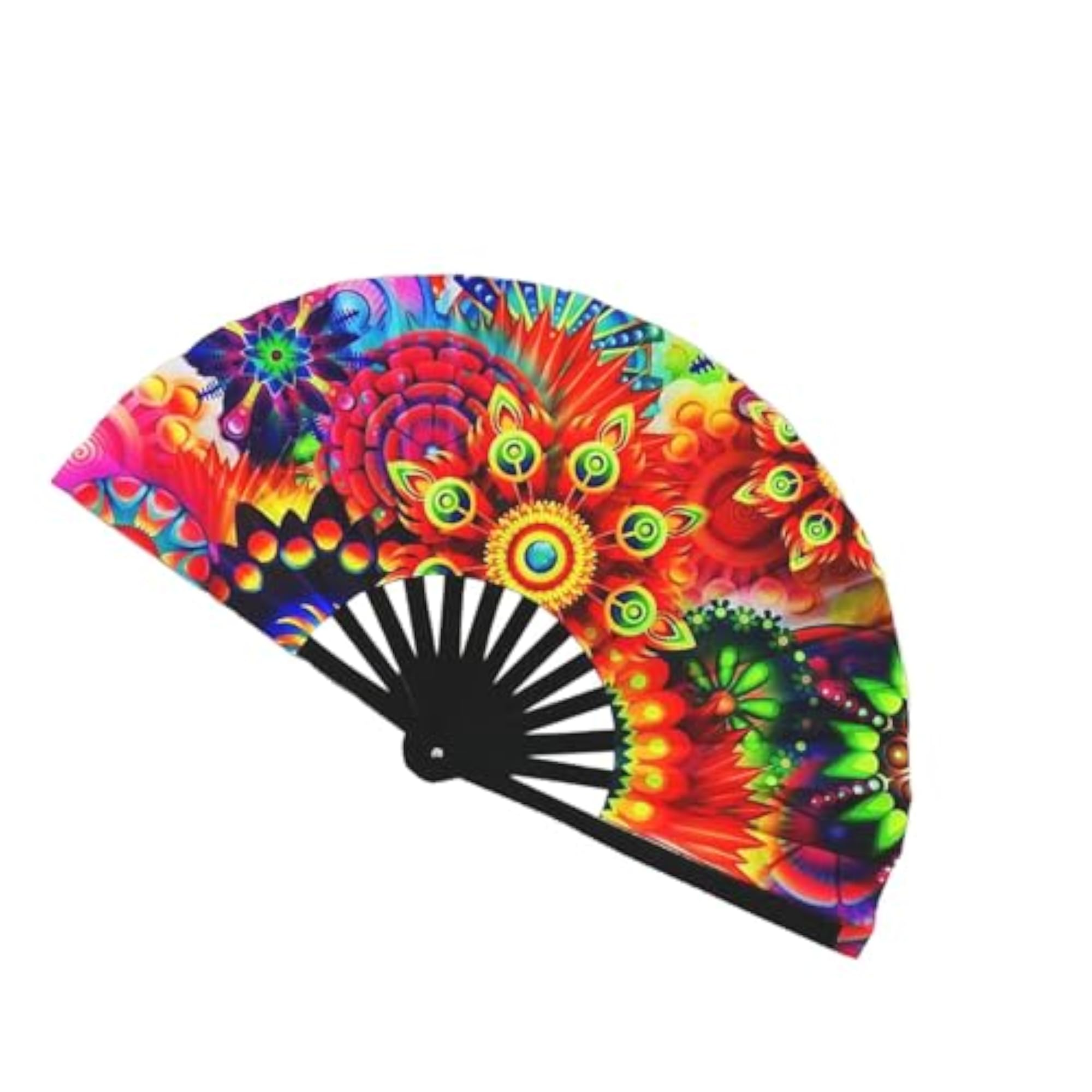 Rave Folding Hand Fan with Fluorescent Effects