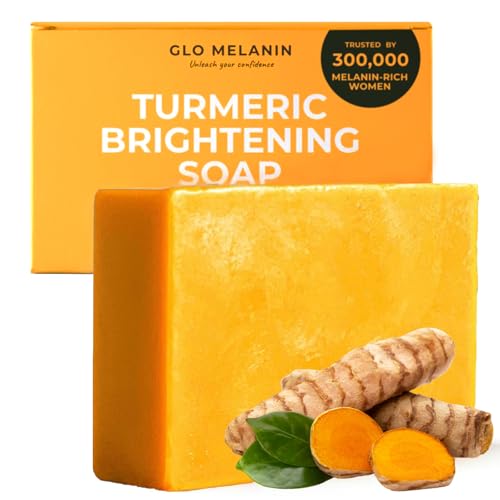 Glo Melanin Organic Turmeric Soap for Dark Spots, Soap for Face, All Natural Face Wash