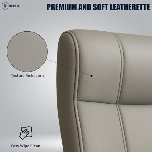 Image of Prestige Premium Leatherette Executive Chair | High Back Ergonomic Office Chair for Work from Home & Office | Height Adjustable, 360 Swivel, 135 Tilt, Chrome Base (1 Pc) (Grey)
