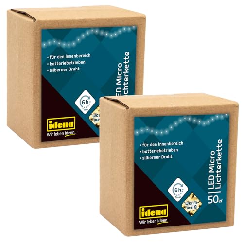 Weihnachtsdeko Innenbereich 16 Idena 31825-2 - LED Micro Lichterkette mit 50 LEDs in Warmweiß, 2...