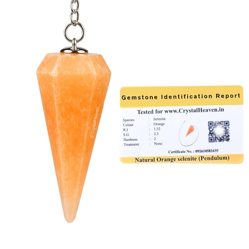 Image of Orange Selenite Pendulum Dowsing Tool - Natural Crystal Pendulum for Spiritual Guidance - Premium Dowser Pendulum for Accurate Divination and Energy Healing - Perfect for Energy Healing and Chakra Balancing - Handcrafted with Precision and Elegance