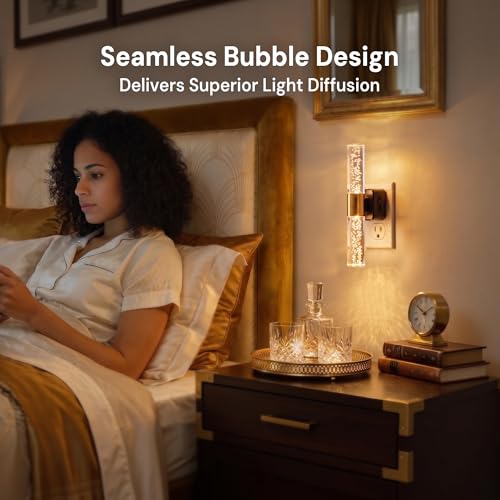 L LOHAS LED Night Light, Night Lights Plug into Wall, Dimmable, Rotating | Light Sensor Nightlight, 3000K, LED Acrylic Bubble Nightlights Plug in, Bedroom Bathroom Hallway Kitchen [Black Base,2 Pack] - image 7