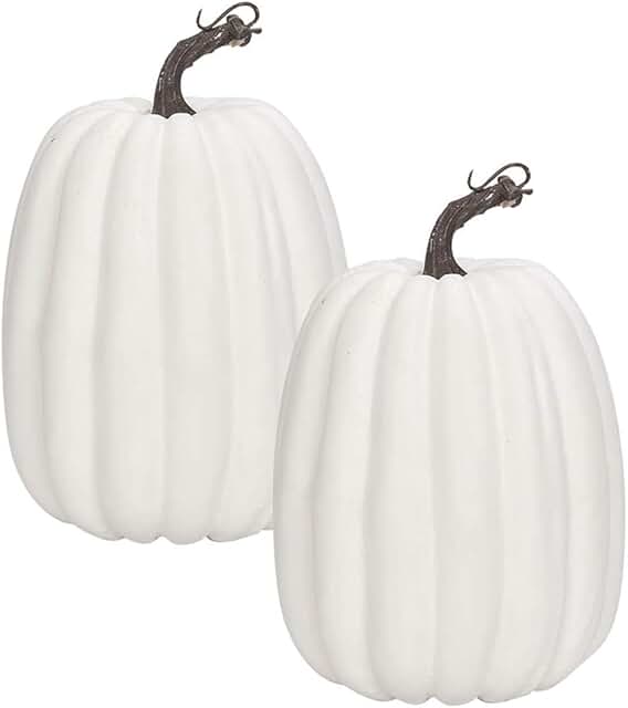 WESAPPINC Artificial Pumpkins,2PCS White Fake Pumpkins Large Faux Pumpki...