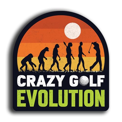 Image of Funny Golf Stickers - 5 Inch Waterproof Vinyl Decals - Choose from 10 Humorous Designs - Perfect for Cars, Golf Carts, Laptops, Windows, Bumpers & More (Golf Evolution)