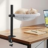MINENICE Panier pour Chat Réglable pour Bureau, Hamac pour Chat 360° Rotatif avec Tissu Lavable 2 Faces Peluche & Maille pour Toutes Saisons, Nid pour Econome en Espace pour Bureau et Table