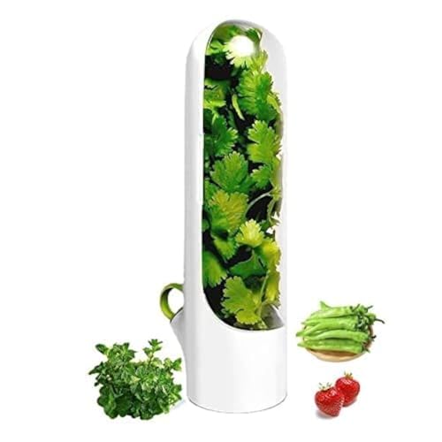 Image of Herb Saver Best Keeper for Freshest Produce Coriander Leaves and All Type Green Leaves Storage Case Refrigerator Storage Container for Well Packed Herb Holder (1 pcs)