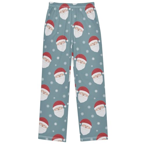 Boy's Lounge Pants Santa Claus Glass Snowflake Kids Jogger Pants Elastic Waist Long Bottoms with Pockets 6-14 Years