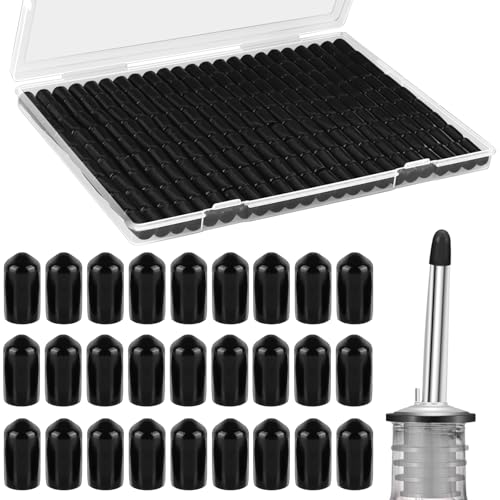 RYKOMO 200 Pack Pourers Spouts Covers Liquor Spout Covers Olive Oil Dust Rubber Caps for Liquor Olive Oil Bottles