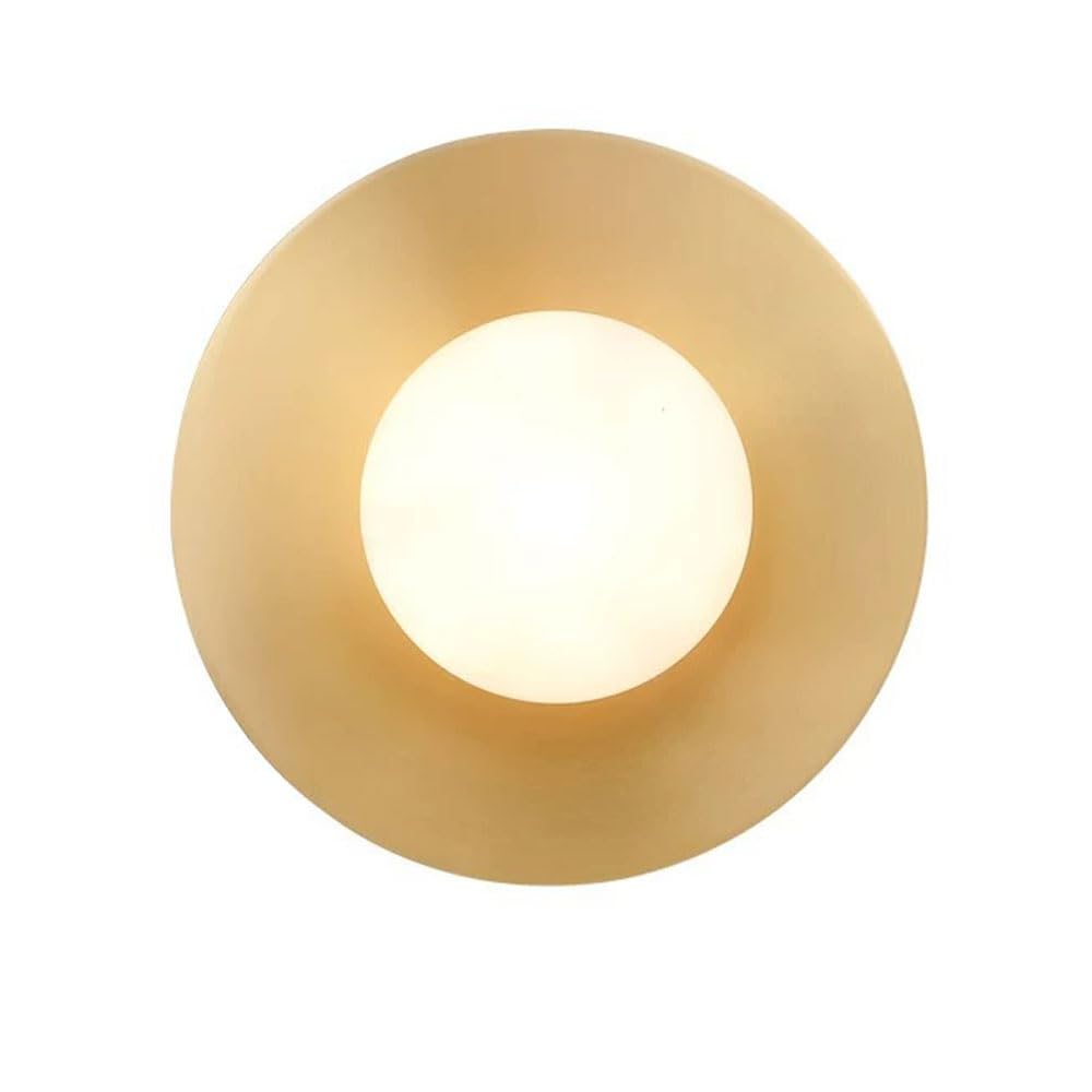 G9 Screw Copper Glass Wall Sconce, Personalized Round Lamp, American Minimalist Style Single-Head Light,Bedroom Living Room Hallway Decorative Lighting Fixtures.