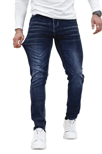 Mens Dark Blue Jeans Slim Fit Stretch Denim Pants for Men Skinny Athletic Fit 30