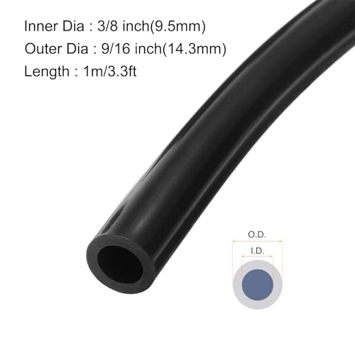 Image of 1m(3.3ft) 9.5mm(3 /8 inch) ID x 14.3mm(9 /16 inch) OD Silicone Tubing Black Industrial Plastic Tubing Pure Silicone Hoses for Pump Siphoning Draining Irrigation Brewing