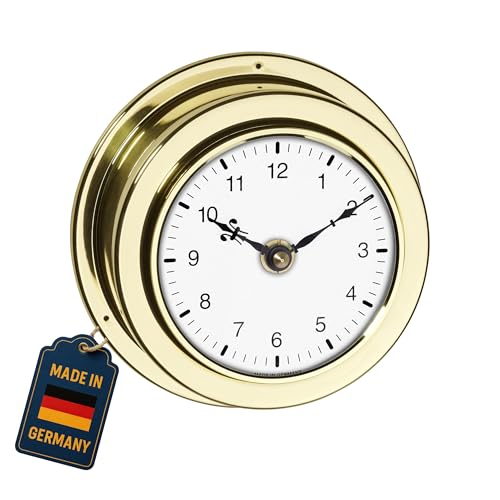 TFA Dostmann Horloge Murale analogique Maritim, 98.1021, en Laiton, Design Maritime, décoration pour Murale, Voile, Bateau, Nautique, Or