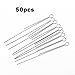 50pcs Stainless Steel Spinner Wire Fishing Bait Shafts for DIY Lures, Rotating Sequin Spinner Wire 6.5cm and 7.5cm Silver Craft Supplies(75mm)