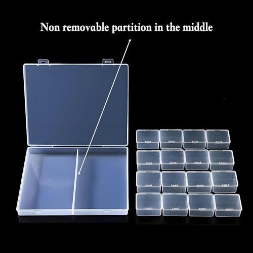 Image of Large Bead Storage Box - 48 Grids Clear Organizer, 3 Pack,Portable for Jewelry,Diamonds,Hardware,Craft Accessories Grid Plastic Box,Oil Painting Color Palette,Ring Earring Storage Box