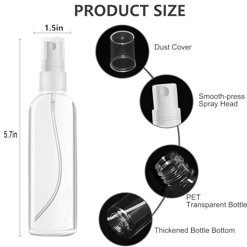 DTDNZKN 4 Pack 3.4 Oz (100ml) Small Spray Bottles, TSA Approved Travel Bottles for Toiletries with Labels - Fine Mist, Refillable, Reusable, Leak Proof - Image 3