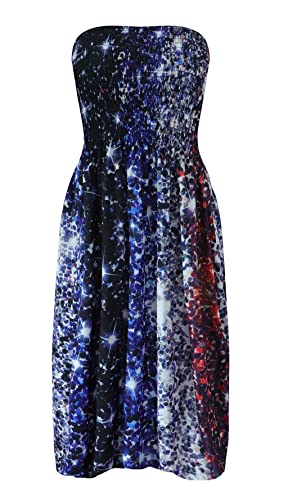 Image of Zyyfly Tube Top Dress Women Summer Beach Coverup Stretch Smocked Strapless Dress