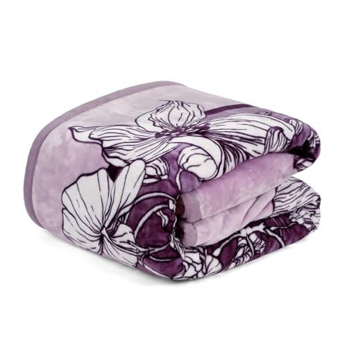 Image of Signature All Season Double Bed Blanket | Super Soft Plush, Lightweight & Cozy | 220 x 240 cm | 2.5 kg | Multi-Color Vibrant Print | Ideal for Winter, AC Use & Gifting (Midnight Bloom)