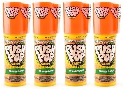 Push Pop Candy Sweet And Refreshing Orange Fruit Flavor Each 10gm (Pack Of 4) Imported
