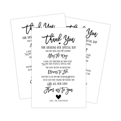 Your Main Event Prints 50 Wedding Thank You Place Setting