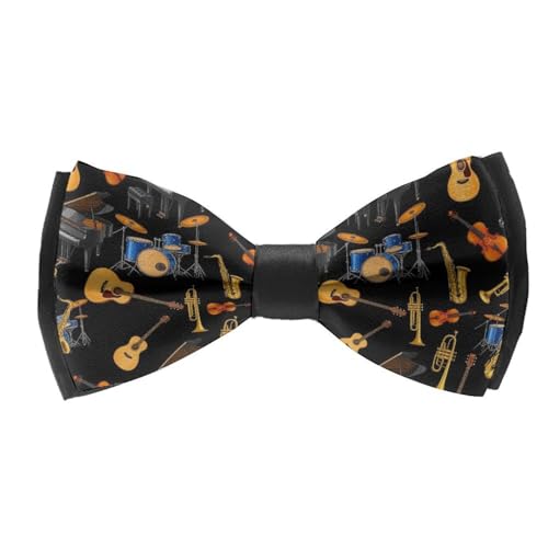 FOSKERV Classic Pre-tied Bow Ties, Men\'s Lightweight Adjustable Bowtie for Office, Wedding, Music Instrument Piano Saxophone Guitar, Adult Reusable Bowties for Daily