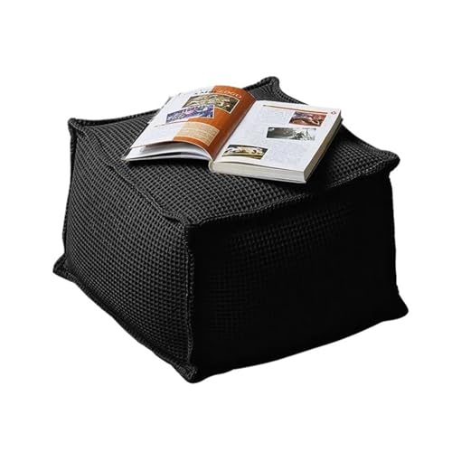 Pouf en pur coton gaufré noir, siège d'angle haut de gamme