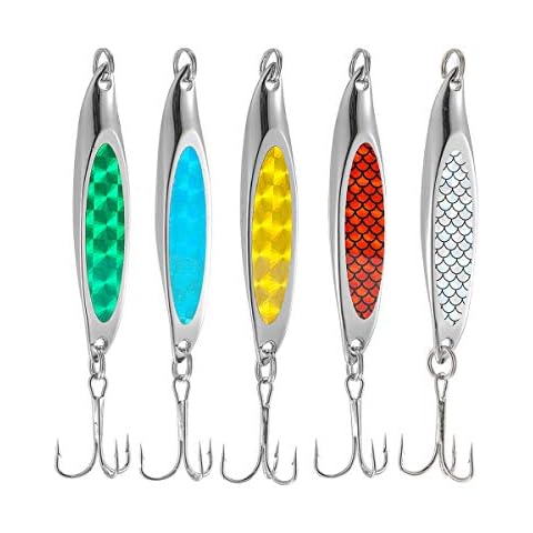TUXIBIN 5pcs Metal Spoon Fishing Lures Cover