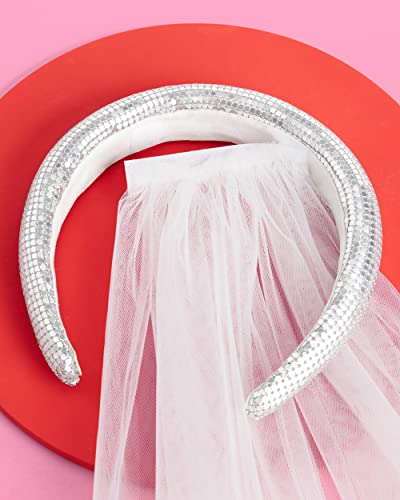 xo, Fetti Bachelorette Party Decorations Disco Ball Headband + Veil - Bride to Be | Last Disco, Bridesmaid Favors, Bride To Be Engagement Bach Party Decorations
