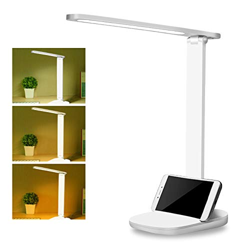 Preisvergleich Produktbild LED Schreibtischlampe, Dimmbare Schreibtischlampen mit USB-Ladeanschluss, Dimmbar Tischleuchte mit Touchbedienung, Tragbar, Augenschutz für Büro, Lesen, Studieren, Energieeffiziente Leselicht