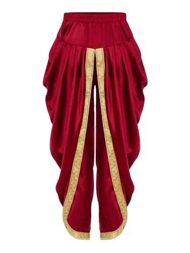 Kids Boys Satin Harem Indian Dhoti Pants Fancy Golden Border Draped Baggy Trousers Ethnic Party Wear