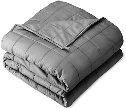 Bare Home Weighted Blanket Full or Queen Size 15lb (48" x 72") for Adults - All-Natural 100% Cotton - Premium Heavy Blanket Nontoxic Glass Beads (Grey, 48"x72")