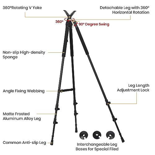 Leader Accessories Lightweight Aluminum Alloy Shooting Stick Tripod Height Adjustable 20.08'' to 65.35" - Thumbnail 3