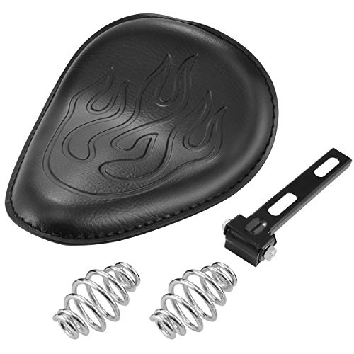 Asiento Solo para Moto Bobber Chopper Sportster con Soporte de Muelle Negro 3"