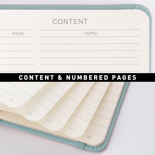 Image of RETTACY Lined Journal Notebook, 192 Numbered Pages, A5 Size (5.7'' x 8.3'') | Leather Hardcover, 100 GSM Thick Paper, for Men & Women, Journaling, Writing, Work & Office (Blue-gray)