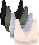 CAKYE 4 Pack Nursing Sleep Bras for Maternity and Breastfeeding Comfort Cotton Bralette (X-Large)