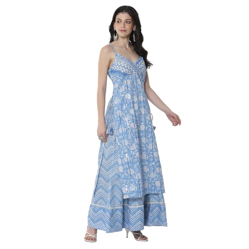 Image of BIBA Women Cotton Straight Printed Suit Set