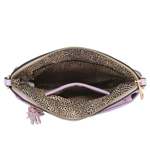 Image of FashionPuzzle Chevron Quilted Medium Crossbody Bag with Tassel Accent
