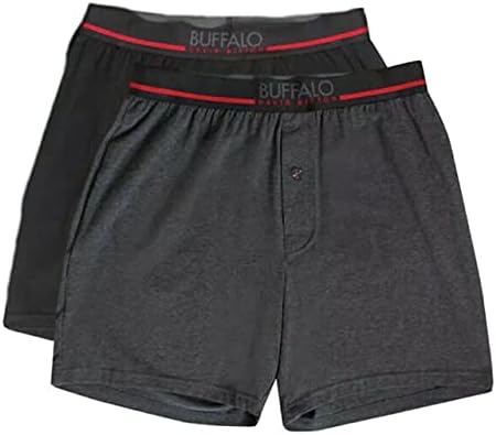 Men's 3 Pack Knit Boxers (Black/Black/Grey, Medium)