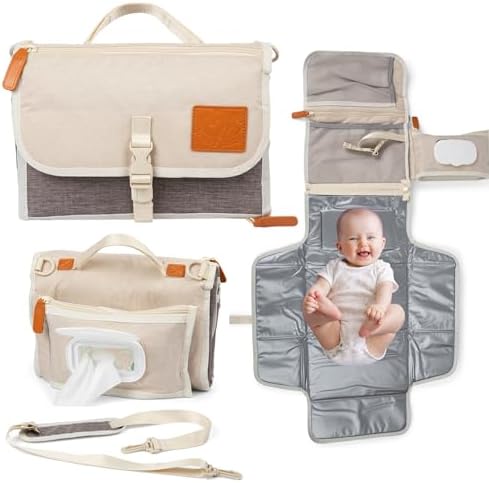 Portable Diaper Changing Pad for Baby - Extra Long 26" Baby Changing Pad with Smart Wipes Pocket - Easy to Clean, Waterproof Folding Diaper Pads - Excellent Babies Shower/Registry Gifts