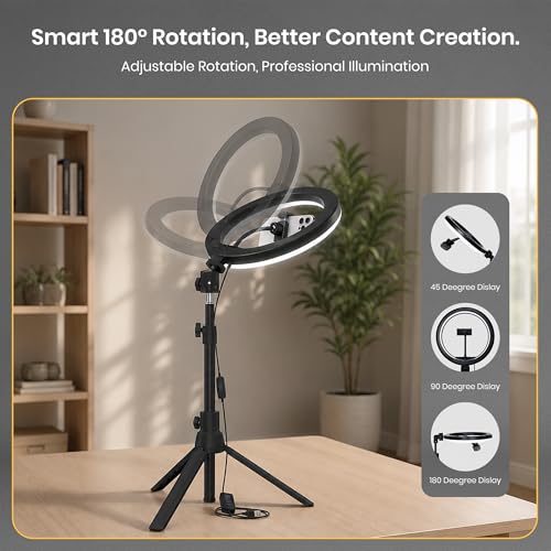 Image of Simpex 8 inch LED Ring Light with Mobile Holder & Adjustable Brightness for Makeup, Video Shoot, Live Streaming & Photography Compatible with iPhone, Android Phones & DSLR Cameras
