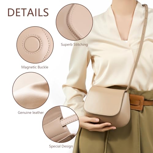 Image of MFFOR Small Crossbody Bags, Leather Purses for Women, Cross Body Purse | Genuine leather, 8.2*3.1*6.2inch, Magnetic clasp, Adjustable strap, Solid color, Sleek design