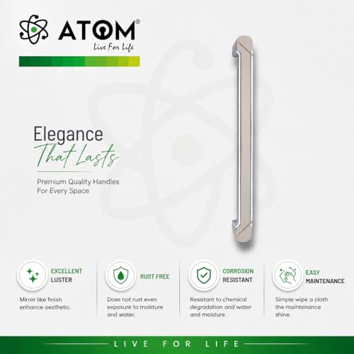 Image of Atom 7.5 Inches Cabinet Door Handle | for Office Drawer Cupboard Almirah Kitchen Wardrobe Doors Pull Handles | Silver Satin Finish (Set of 10, CH-241)