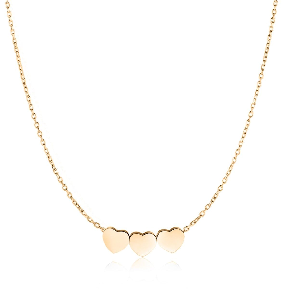 MARLION JEWELS Collar de Acero Inoxidable 316L Formado por Tres Preciosos Corazones para Mujer. Colgante de Acero Inox con Baño en Plata u Oro 18K. Perfecto Regalo de Cumpleaños. Joyas para mujer.