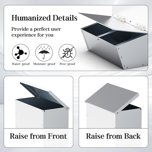 BUYYAH 2 Door Hog Feeder, Heavy Duty Galvanized Steel Pig Feeder, 3.7 Bushels Capacity, Moisture Proof Piglet Creep Feeder, All Nuts Pre-Installed, Silver