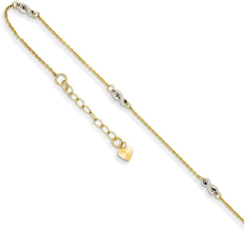 FJC Finejewelers 9 Inch 14 kt Two Tone Gold Cable Chain W/rope Chain W/ 1in Ext Anklet