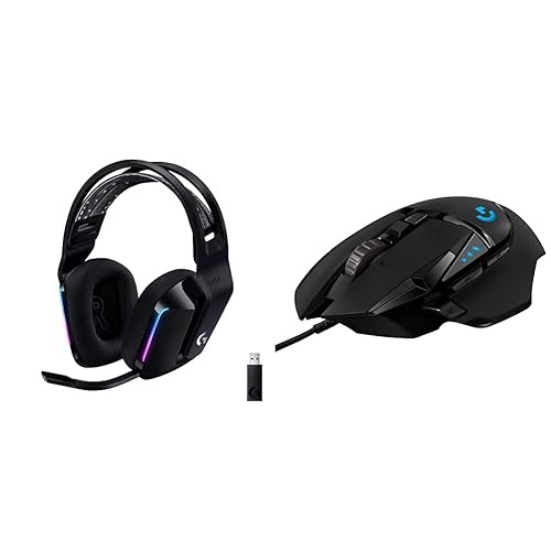Logitech G733 LIGHTSPEED Wireless Gaming Headset + G502 HERO High Performance Wired Gaming Mouse Bundle - Black - Headset + G502 HERO Gaming Mouse