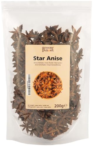 Grocer Planet - Anís Estrellado Entero (200g) | Natural | Intenso, Aromático y Dulce | Para recetas dulces y saladas