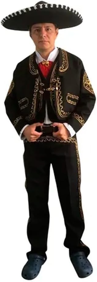 Traje charro mariachi hombre negro dorado moño sombrero 15 septiembre grito independencia