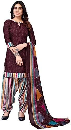 Readymade Indian Punjabi Style Crepe Patiala Salwar Suit with Dupatta for Women