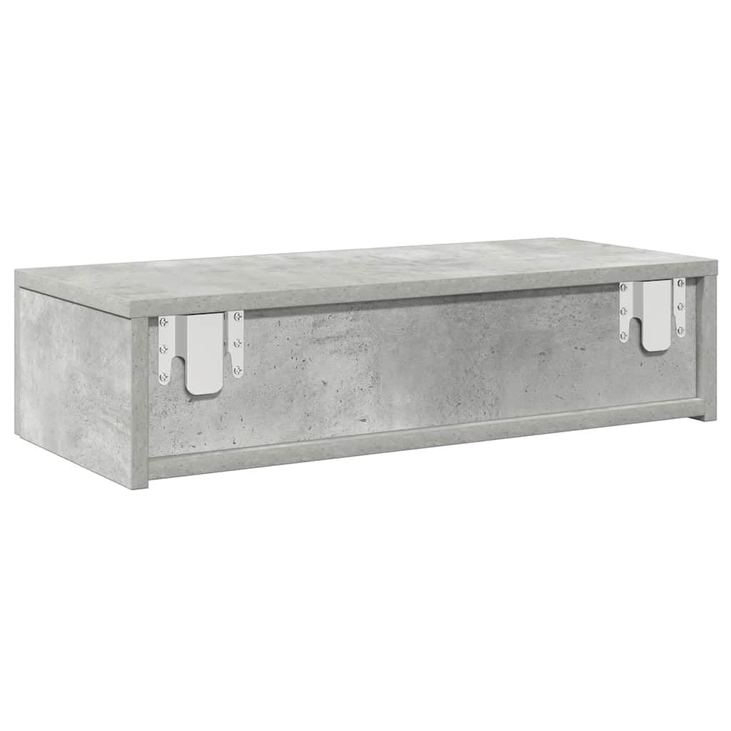 Estantería de pared con cajones, color gris hormigón, 60 x 26,5 x 15 cm, material de madera, diseño moderno y resistente, estantería flotante para baño, salón, dormitorio, cocina